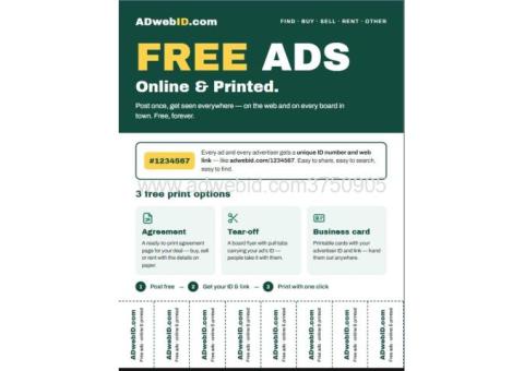 FREE Ads Online & Printed